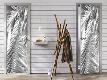 Feuilles de palmier en noir et blanc autocollant de porte Peel & Stick Vinyl Door Wrap Art Décor 3