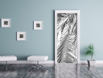 Feuilles de palmier en noir et blanc autocollant de porte Peel & Stick Vinyl Door Wrap Art Décor 4