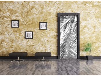 Feuilles de palmier en noir et blanc autocollant de porte Peel & Stick Vinyl Door Wrap Art Décor 5