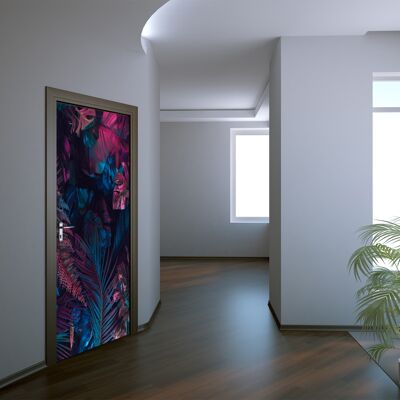 Colour Tropical Leaves Door Sticker Peel & Stick Vinyl Door Wrap Art Décor