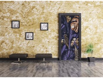 Autocollant de porte feuilles tropicales dorées et violettes Peel & Stick Vinyl Door Wrap Art Décor 5