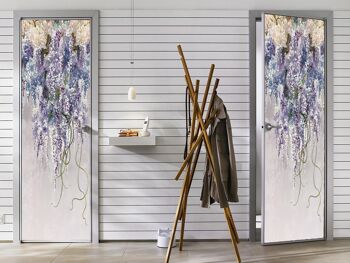 Branches de lilas sur le mur Autocollant de porte Peel & Stick Vinyl Door Wrap Art Décor 3