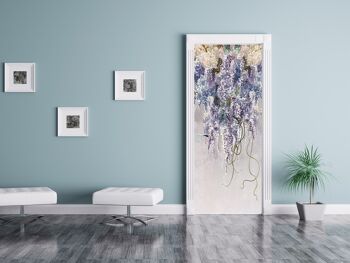 Branches de lilas sur le mur Autocollant de porte Peel & Stick Vinyl Door Wrap Art Décor 4