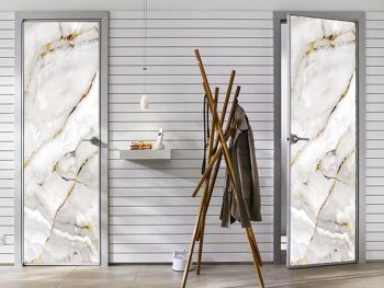 Autocollant de porte en marbre blanc et or Peel & Stick Vinyl Door Wrap Art Décor 3