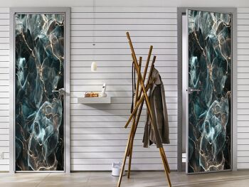 Mélange de couleurs foncées autocollant de porte en marbre Peel & Stick Vinyl Door Wrap Art Décor 3