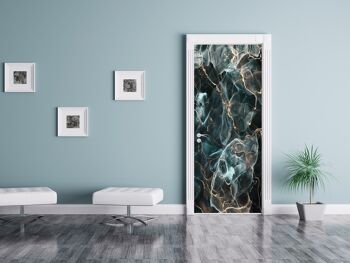 Mélange de couleurs foncées autocollant de porte en marbre Peel & Stick Vinyl Door Wrap Art Décor 4