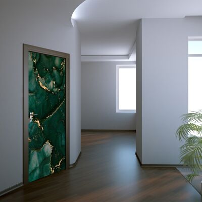 Adhesivo para puerta de mármol dorado y verde Peel & Stick Vinilo Envoltura para puerta Art Décor
