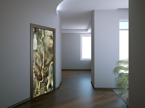 Amazing Green Marble Door Sticker Peel & Stick Vinyl Door Wrap Art Décor