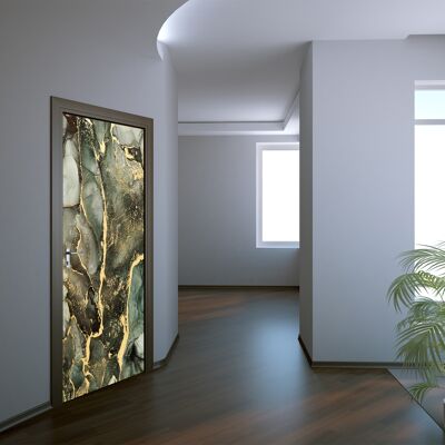 Amazing Green Marble Door Sticker Peel & Stick Vinyl Door Wrap Art Décor