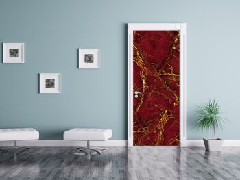 Marbre rouge texturé avec des veines dorées autocollant de porte Peel & Stick Vinyl Door Wrap Art Décor 4