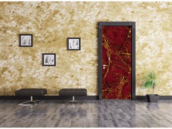 Marbre rouge texturé avec des veines dorées autocollant de porte Peel & Stick Vinyl Door Wrap Art Décor 5