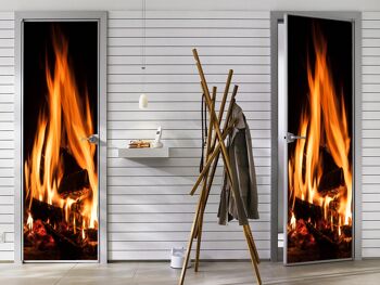 Autocollant de porte Longfire in Fireplace Peel & Stick Vinyl Door Wrap Art Décor 3