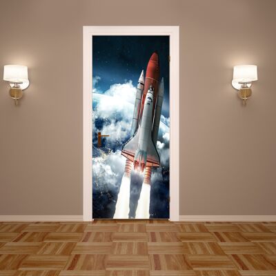 Navetta spaziale in Galaxy Adesivo per porte Peel & Stick Vinile per porte Wrap Art Decor