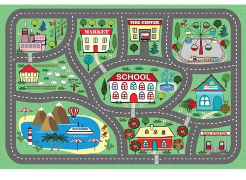 City Road Map For Kids Laminated Vinyl Cover Self-Adhesive for Desk and Tables
