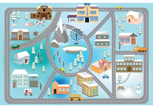 Winter Road Map For Kids Laminated Vinyl Cover Self-Adhesive for Desk and Tables
