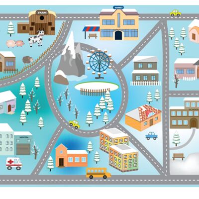 Winter Road Map For Kids Laminated Vinyl Cover Self-Adhesive for Desk and Tables