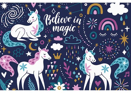 Magic Unicorn For Kids Laminated Vinyl Cover Self-Adhesive for Desk and Tables