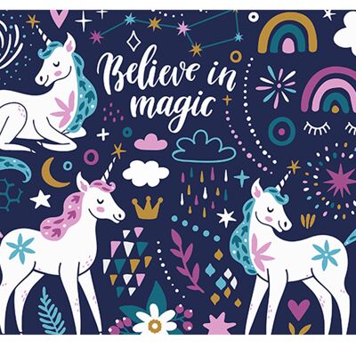 Magic Unicorn For Kids Laminated Vinyl Cover Self-Adhesive for Desk and Tables