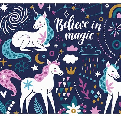 Magic Unicorn For Kids Laminated Vinyl Cover Self-Adhesive for Desk and Tables