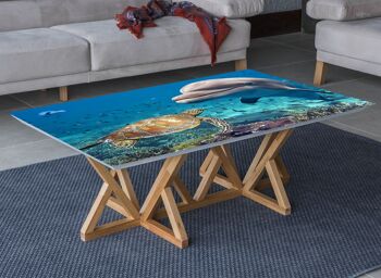 Housse en vinyle laminé Ocean Turtle Dolphin autocollante pour bureau et tables 2
