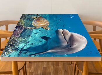 Housse en vinyle laminé Ocean Turtle Dolphin autocollante pour bureau et tables 3