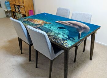 Housse en vinyle laminé Ocean Turtle Dolphin autocollante pour bureau et tables 5