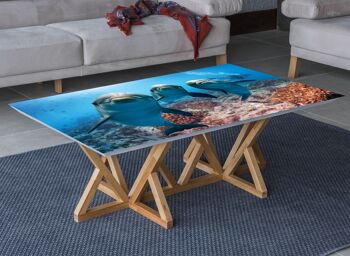 Housse en vinyle laminé Ocean Dolphins Diver autocollante pour bureau et tables 2