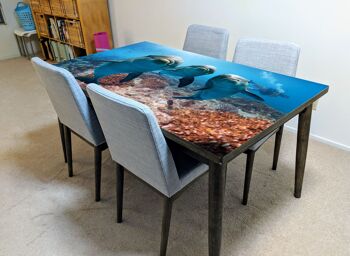 Housse en vinyle laminé Ocean Dolphins Diver autocollante pour bureau et tables 5