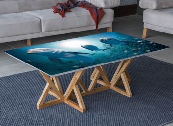 Housse en vinyle laminé Ocean Dolphins Fish autocollante pour bureau et tables 2