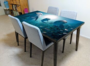 Housse en vinyle laminé Ocean Dolphins Fish autocollante pour bureau et tables 5