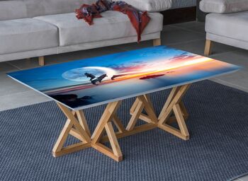 Housse en vinyle laminé coucher de soleil océan dauphins auto-adhésif pour bureau et tables 2