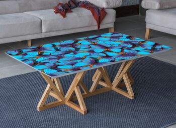 Couverture en vinyle laminé papillons bleus auto-adhésif pour bureau et tables 2