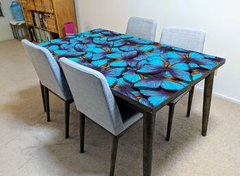 Couverture en vinyle laminé papillons bleus auto-adhésif pour bureau et tables 5