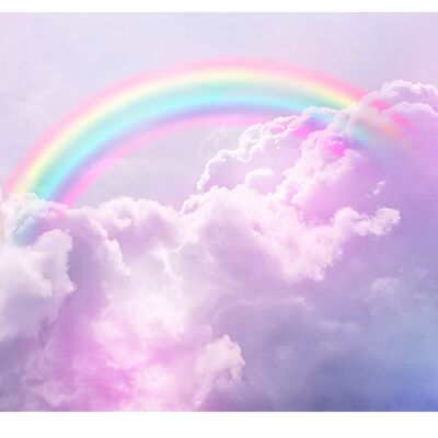 Rainbow in the Clouds Laminated Vinyl Cover Self-Adhesive for Desk and Tables