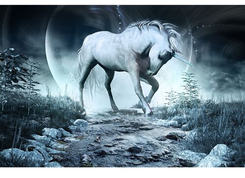 Unicorn Moon Night Laminated Vinyl Cover Self-Adhesive for Desk and Tables
