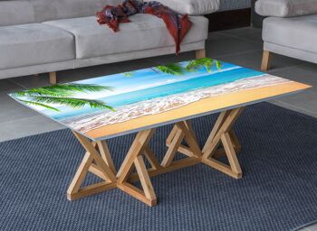 Housse en vinyle laminé plage océan vue d'été autocollante pour bureau et tables 2