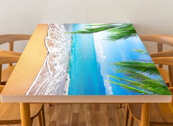 Housse en vinyle laminé plage océan vue d'été autocollante pour bureau et tables 3