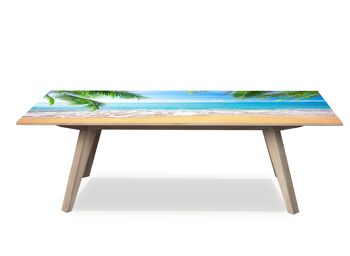 Housse en vinyle laminé plage océan vue d'été autocollante pour bureau et tables 4