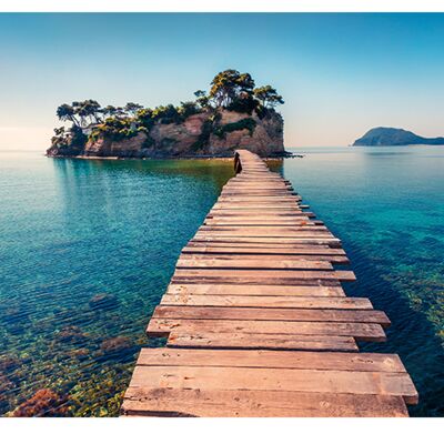 Laminierte Vinylabdeckung Island Ocean Bridge, selbstklebend, für Schreibtisch und Tische