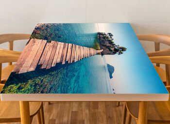 Housse en vinyle laminé Island Ocean Bridge autocollante pour bureau et tables 3