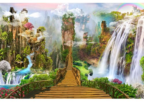 Mountain Bridge Landscape Laminated Vinyl Cover Self-Adhesive for Desk and Tables