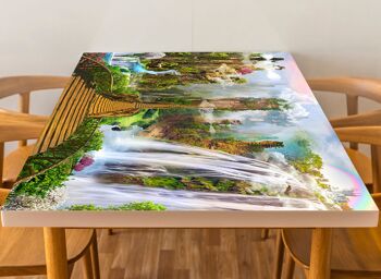 Housse en vinyle laminé paysage de pont de montagne auto-adhésif pour bureau et tables 3