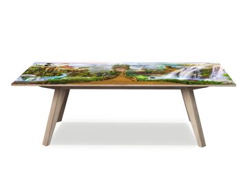 Housse en vinyle laminé paysage de pont de montagne auto-adhésif pour bureau et tables 4