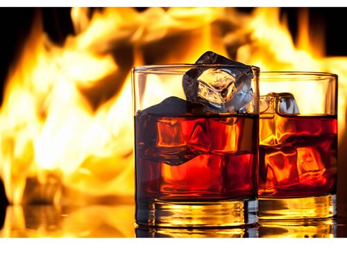 Whiskey Drink in Fire Laminated Vinyl Cover Self-Adhesive for Desk and Tables