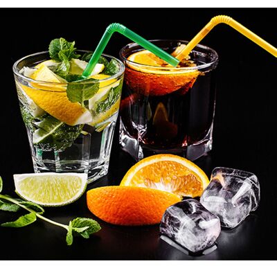 Lime Orange Drinks Laminated Vinyl Cover Self-Adhesive for Desk and Tables