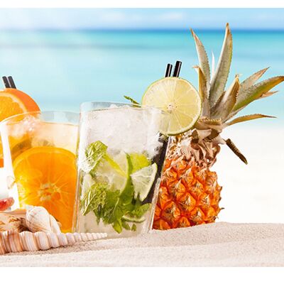 Housse en vinyle laminé Fresh Beach Drinks autocollante pour bureau et tables