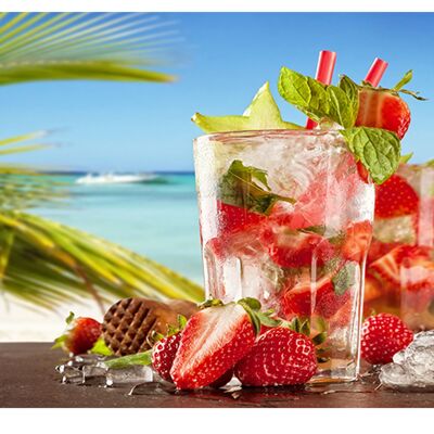 Strawberry Drink Summer Laminated Vinyl Cover Self-Adhesive for Desk and Tables