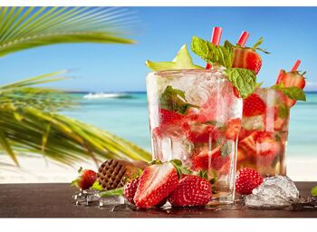 Strawberry Drink Summer Couverture en vinyle laminé auto-adhésif pour bureau et tables 1