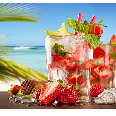 Strawberry Drink Summer Laminated Vinyl Cover Self-Adhesive for Desk and Tables
