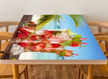 Strawberry Drink Summer Couverture en vinyle laminé auto-adhésif pour bureau et tables 3